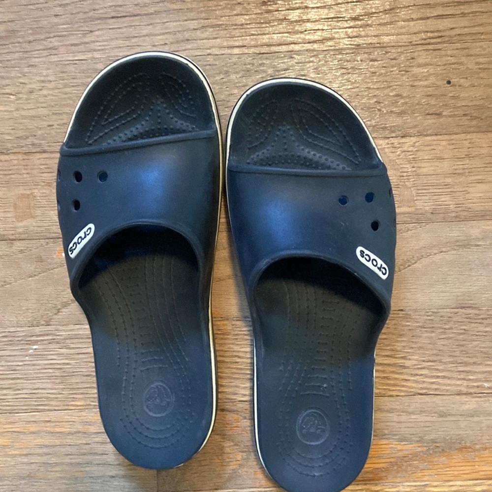 Crocs slides size 9 women, black, lightly worn